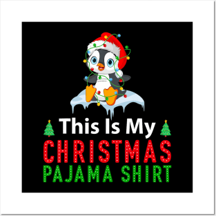 Costume This Is My Christmas Pajamas Penguin Santa Posters and Art